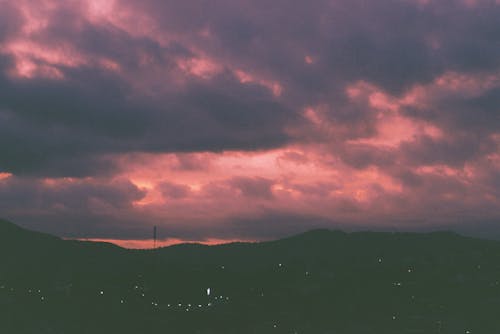 Pink and Cloudy Sunset Sky 