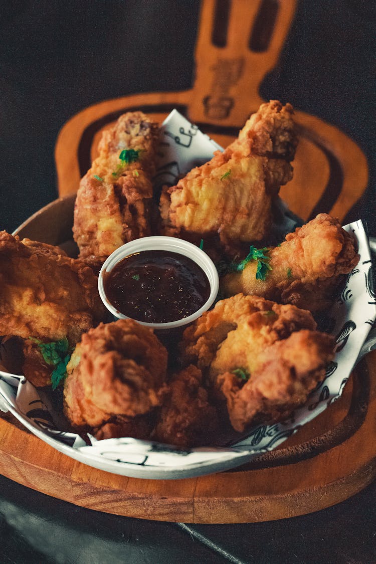 Fried Chicken Served With Sauce