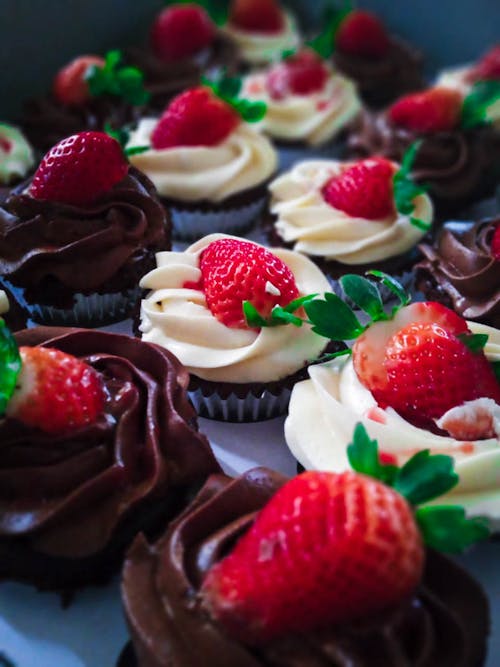 Photos gratuites de aliments, cupcakes, fraises