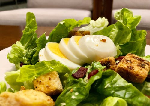 Free stock photo of caesar salad, close up view, eating