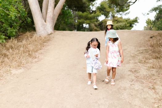 2 Girls Standing on Brown Dirt Road