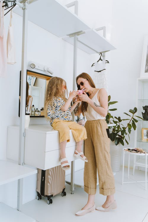 Mother and Daughter Inside Boutique
