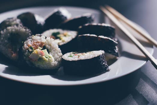 Free stock photo of food, meal, sushi, chopsticks