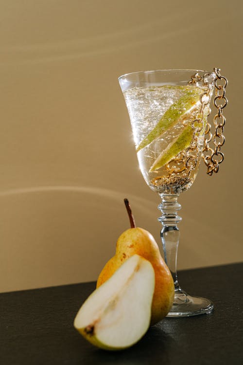 Close-Up Shot of a Cocktail Drink on Black Surface