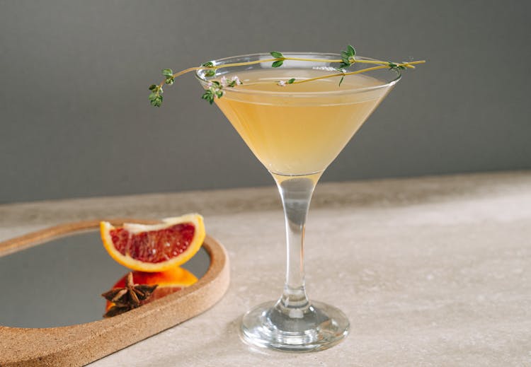 Drink Served With Grapefruit Wedge