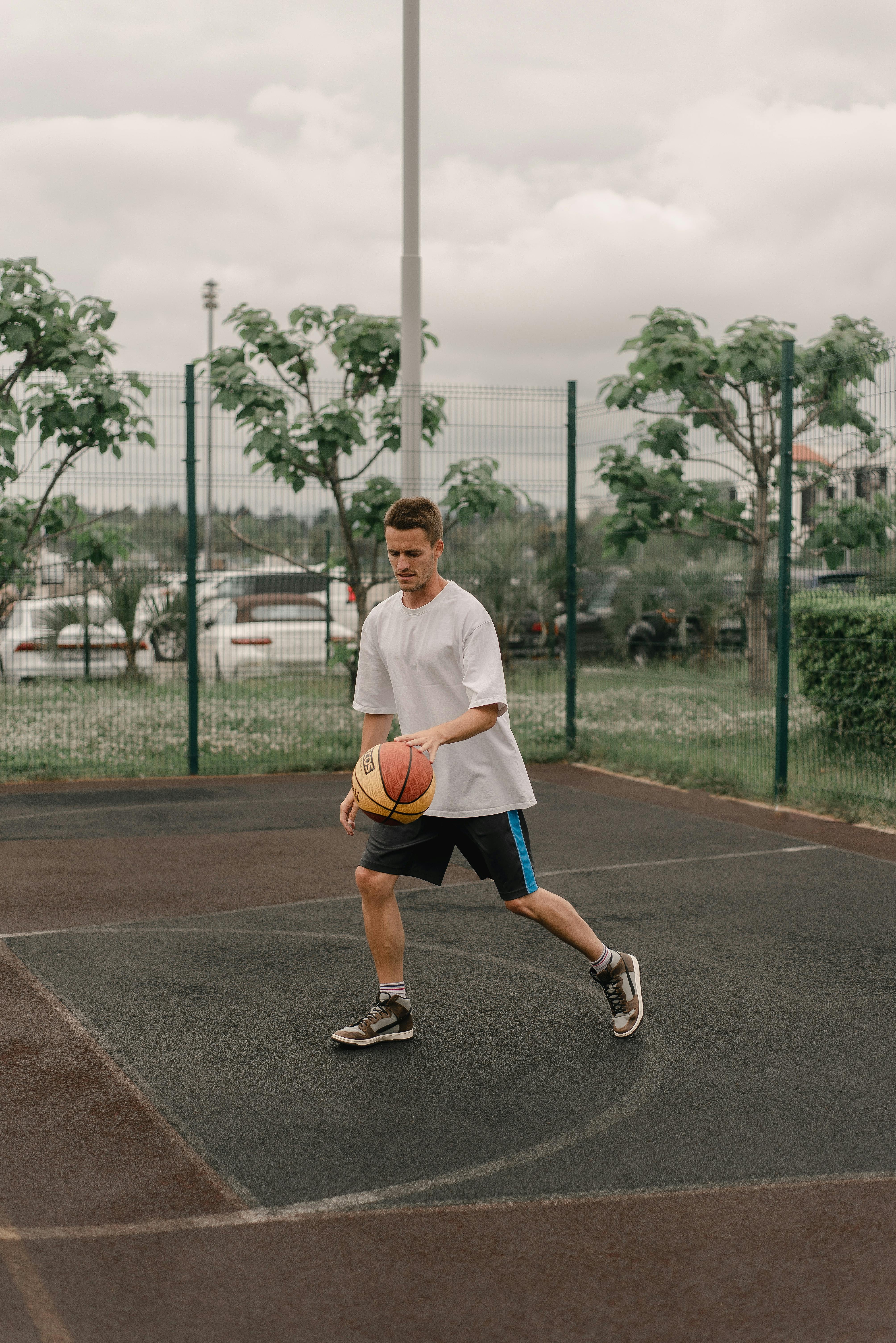 a man playing basketball