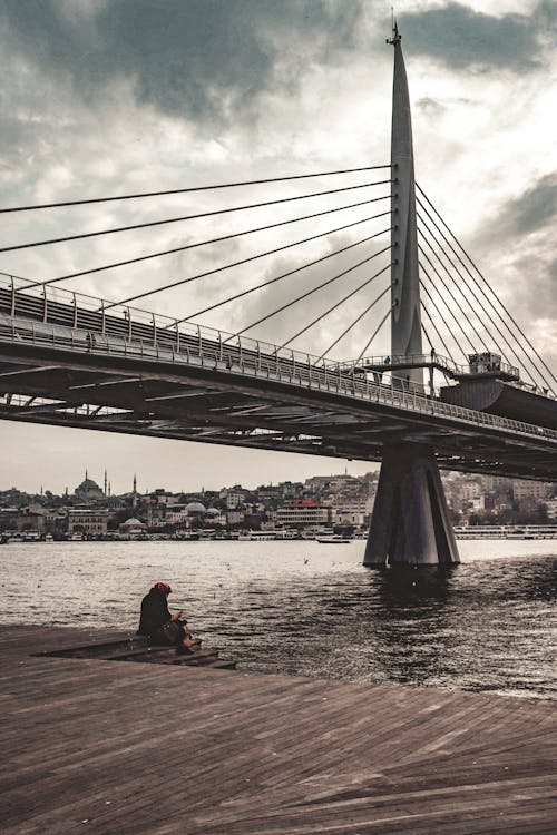 Golden Horn Metro Bridge over Bosporus in Istanbul, Turkey
