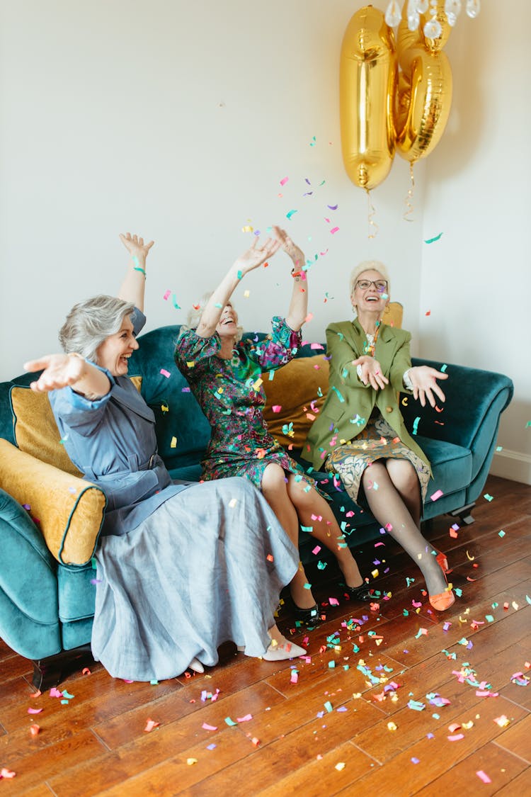 Elderly Women Celebrating A Birthday Party