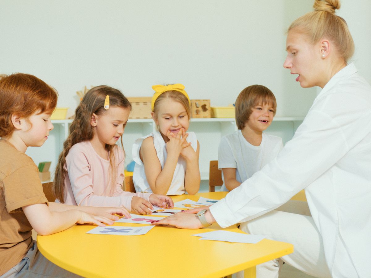 Children taking part in a creative classroom activity