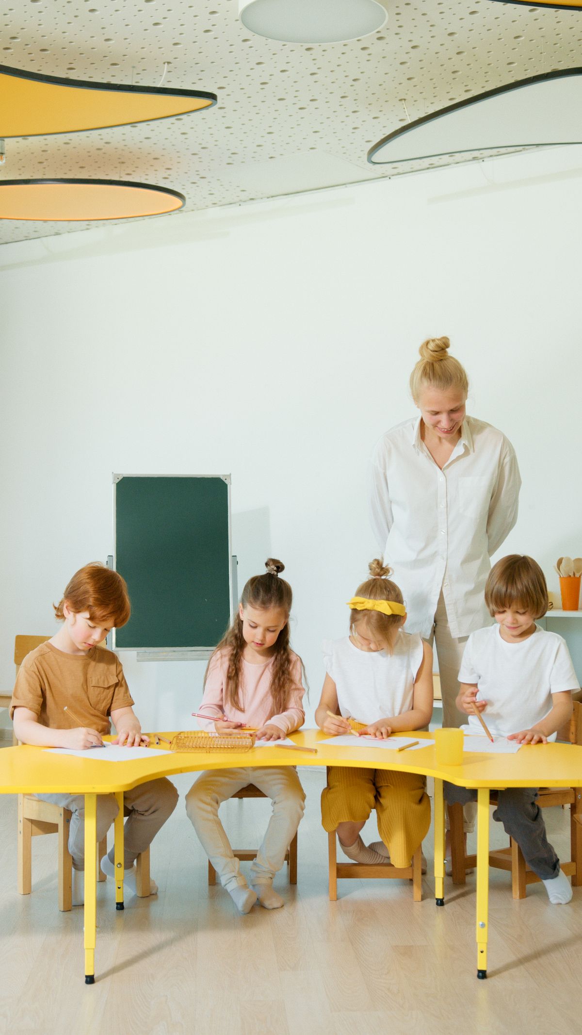 A student exploring a hands-on classroom activity