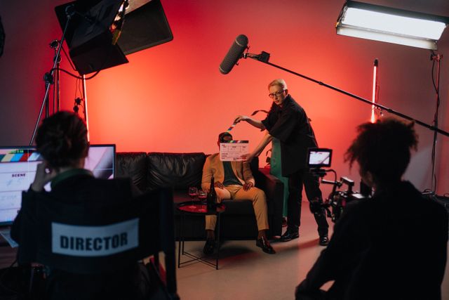 A film crew setting up a scene on location — photo by Ron Lach on Pexels