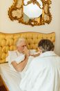 An Elderly Man Lying on the Bed