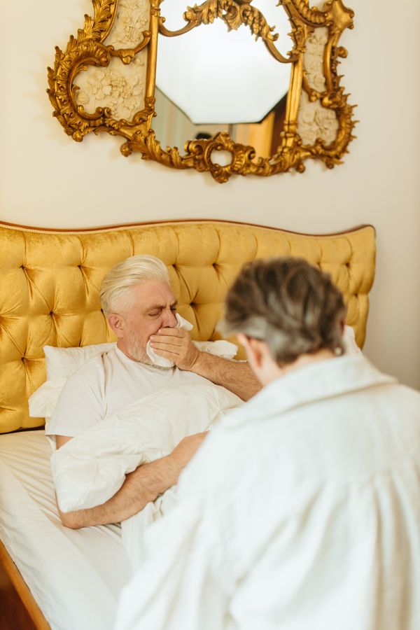 Senior man struggling to breathe