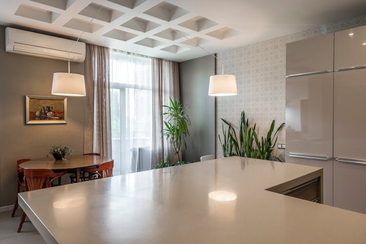 Counter Top And Lamps Over A Table