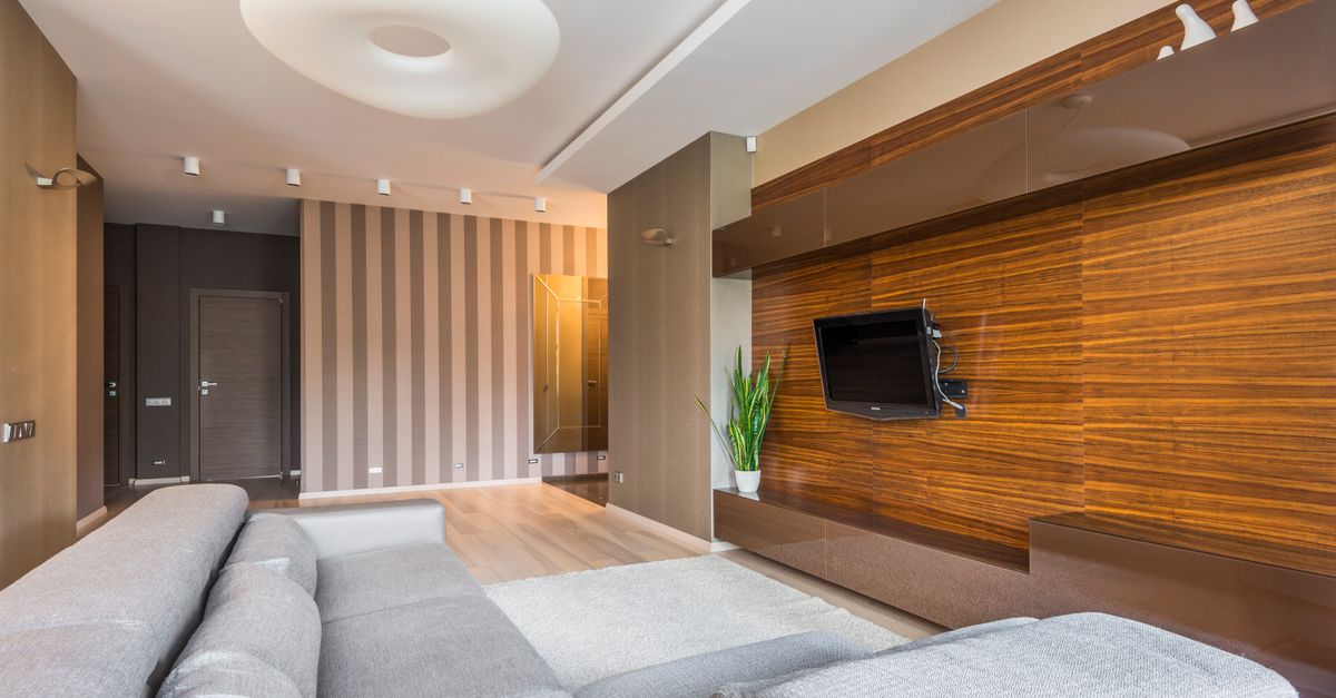 Contemporary living room with sleek minimalist design and clean straight lines