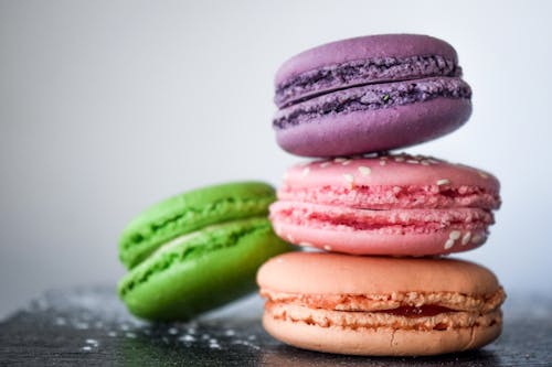 Free Four Assorted-color of Macaroons Stock Photo