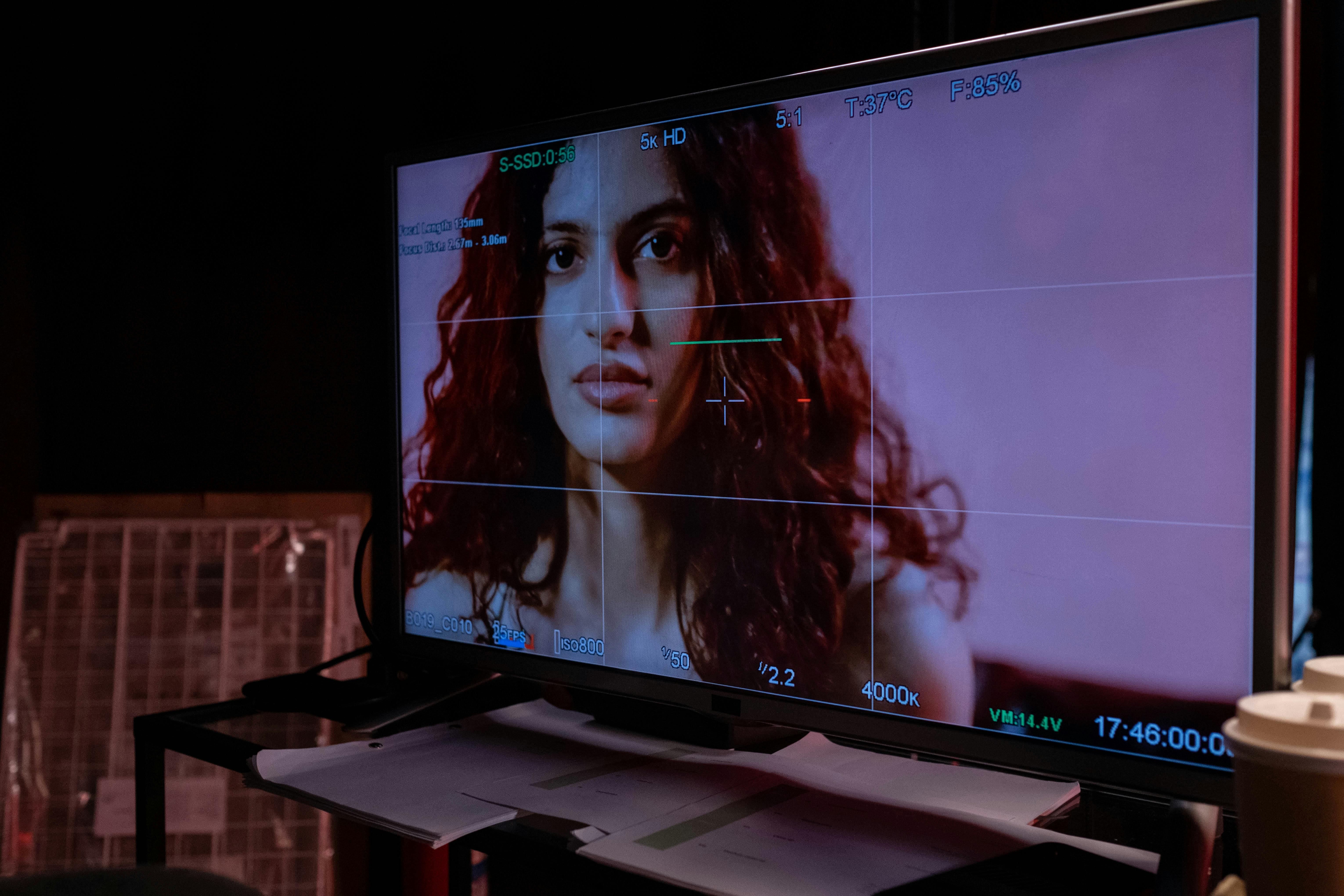 A Woman's Image on TV Screen