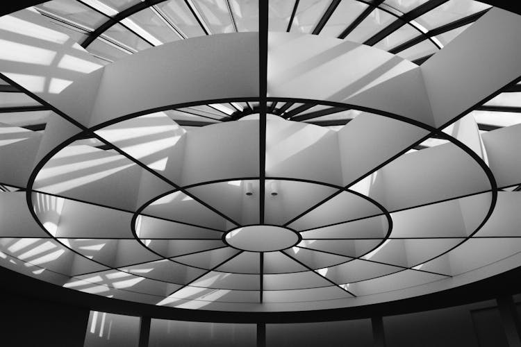 Modern Circular Construction On A Ceiling 