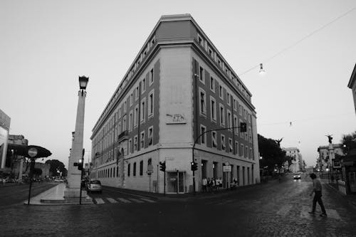 A Grayscale Photo of a Building