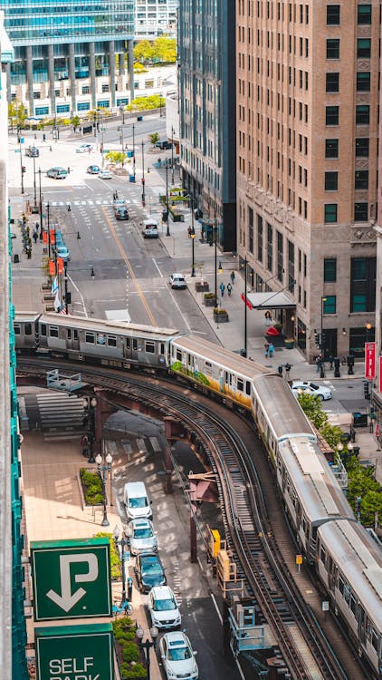 Elevated Train Downtown Urban Buildings · Free Stock Photo