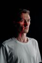 Photo of Man with Laser Lines on his Face