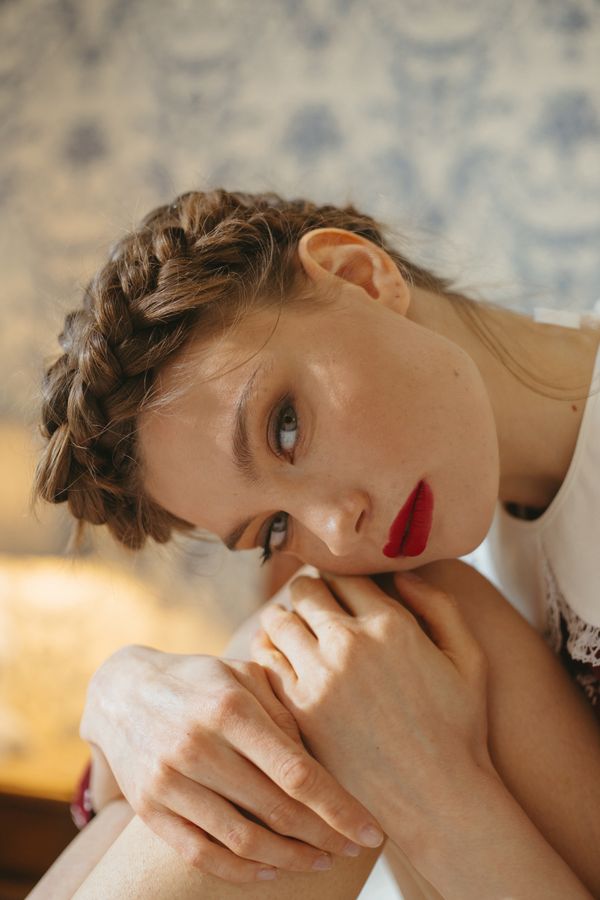 Pull-through braid long hair party hairstyle