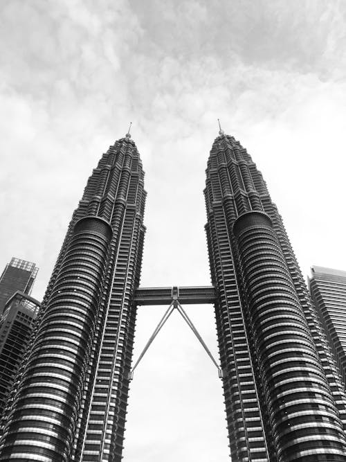 Free Monochrome Photo of the Petronas Twin Towers Stock Photo