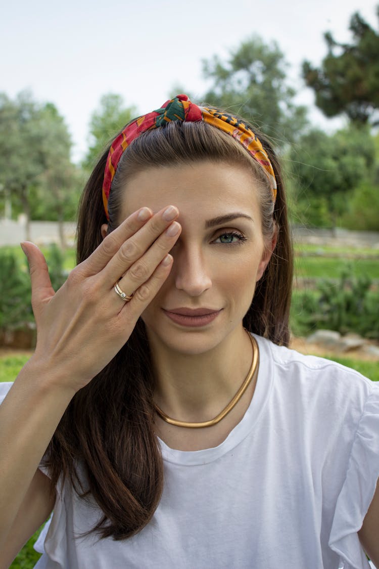 Woman Showing Proposal Ring On Hand