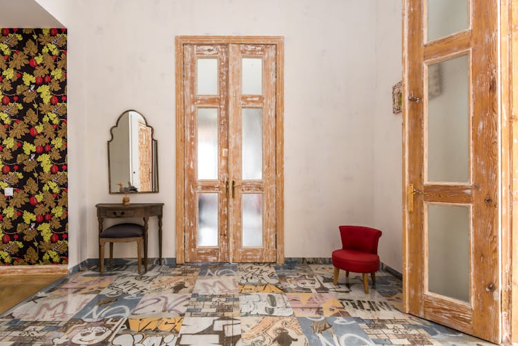 Wooden Door With Glass Panes