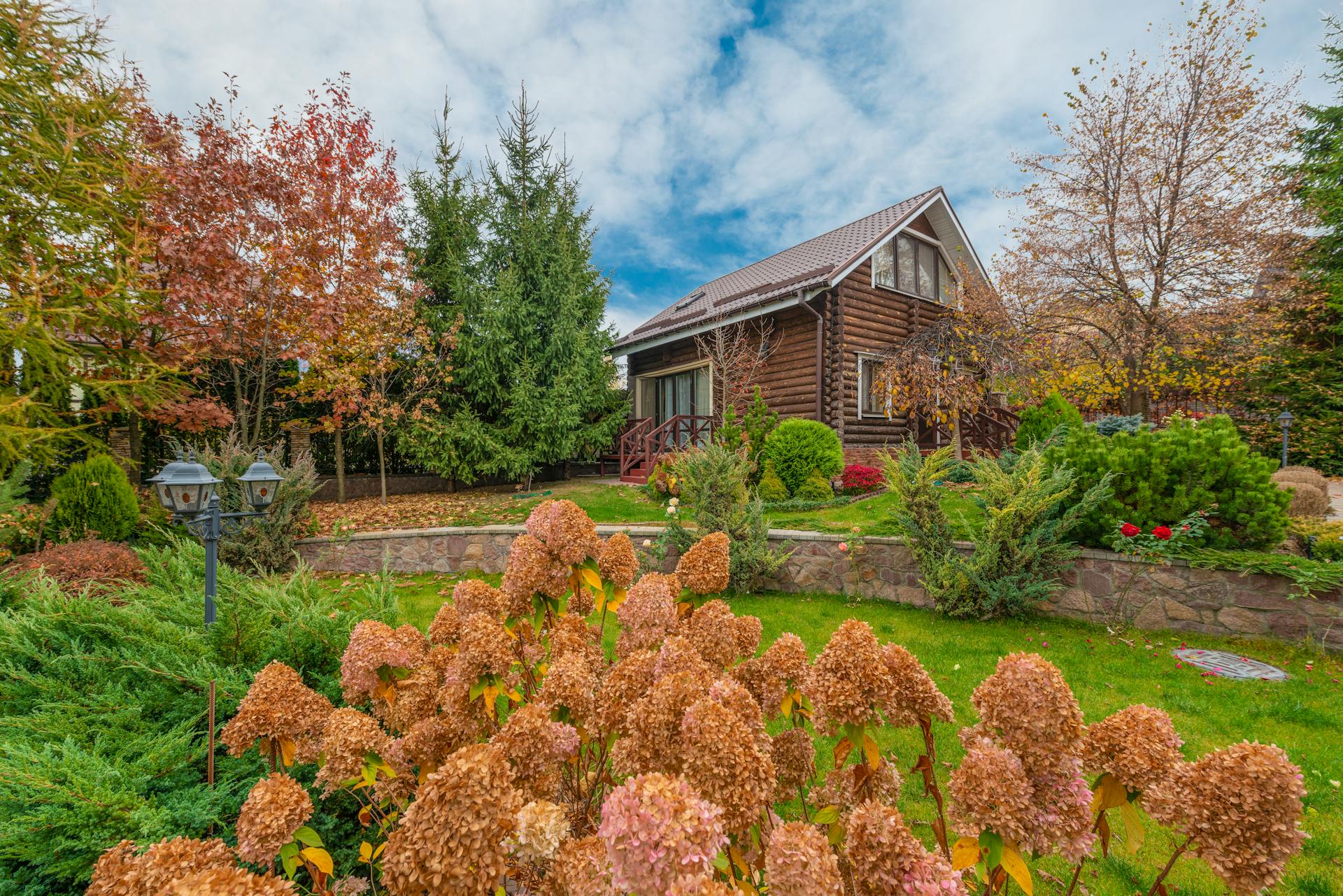 Cottage with Garden in Autumn