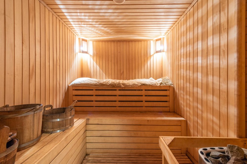 Warm wooden sauna interior