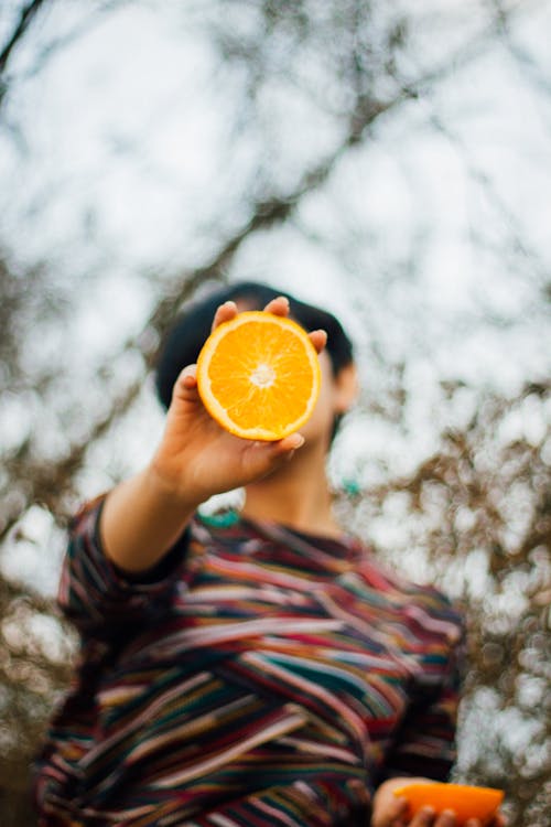 A Person Holding a Sliced Orange