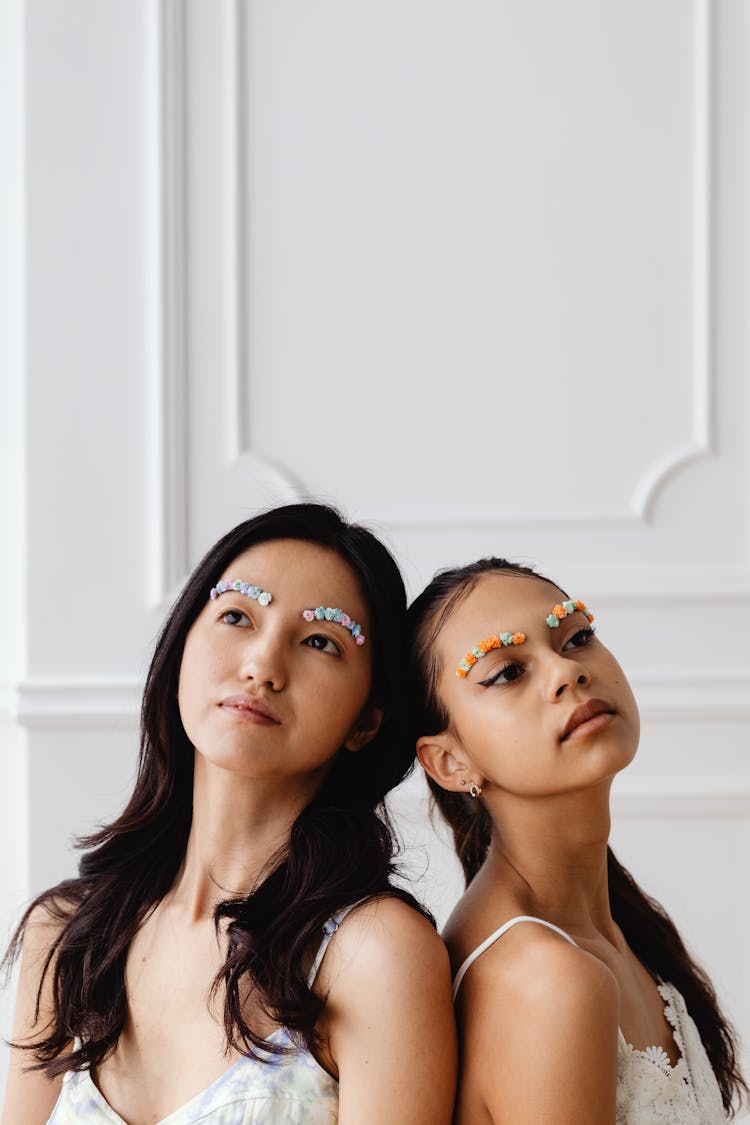 Two Women With Flower Eyebrows 