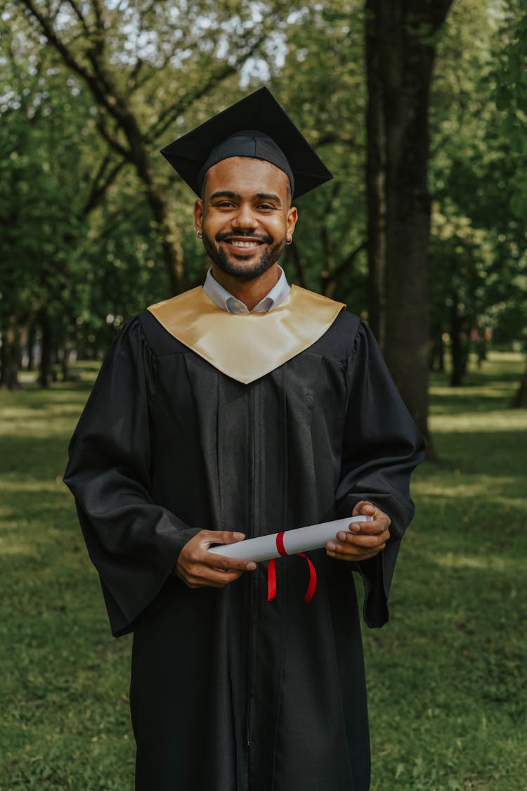 
A Graduate Holding His Diploma