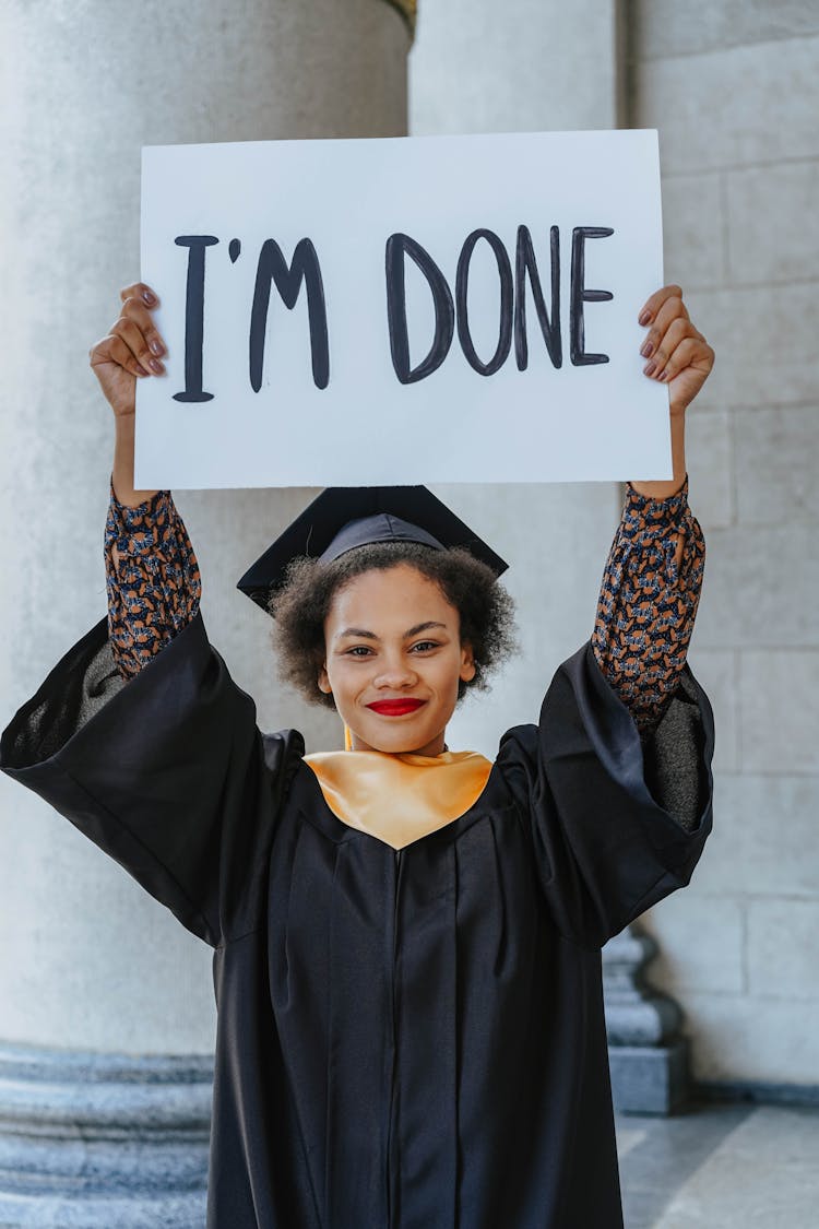 Woman In Black Graduation Gown