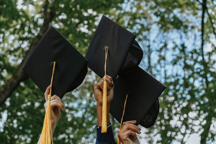 A Group Of Person Holding Graduation Cap