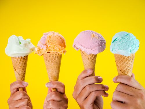 Colourful ice cream cones