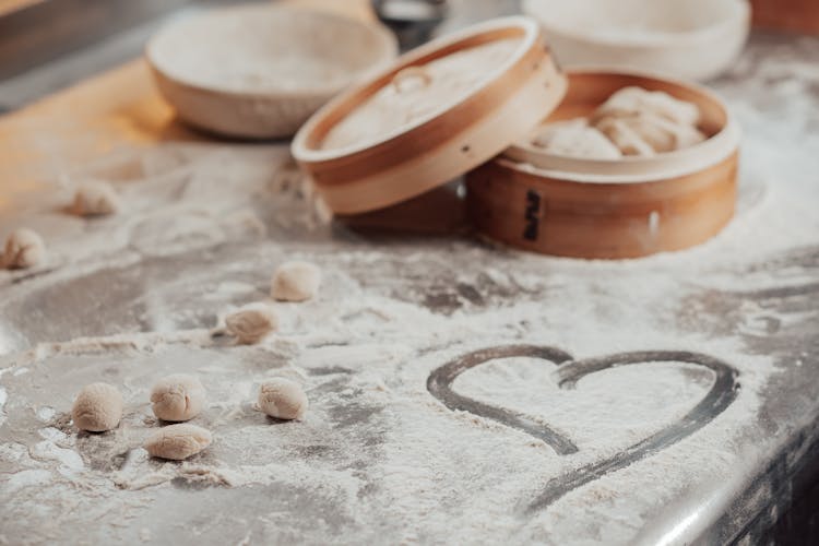 Heart Drawn On Flour