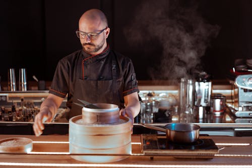 Chef Making Dim Sum Dumplings 