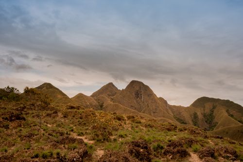 Free Beautiful landscape of mountain peaks under a blue sky in Provincia de Coclé, Panama. Stock Photo