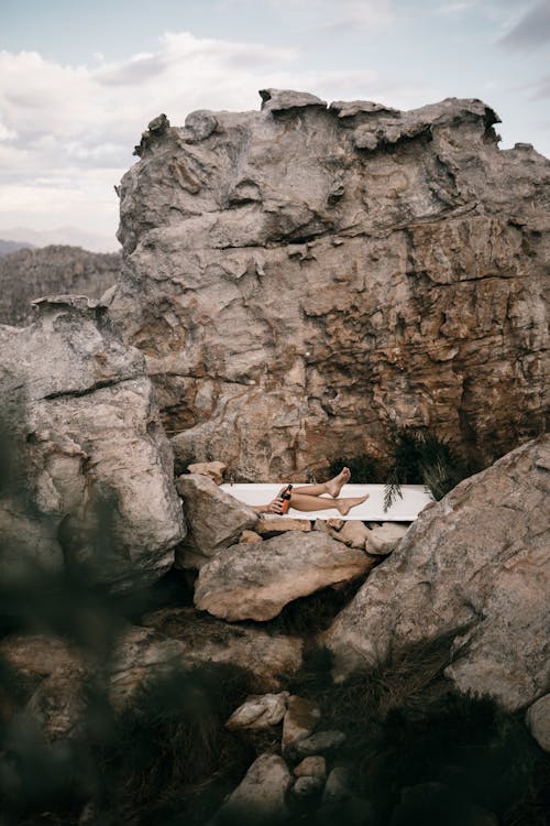 Person Taking a Bath in Outdoors