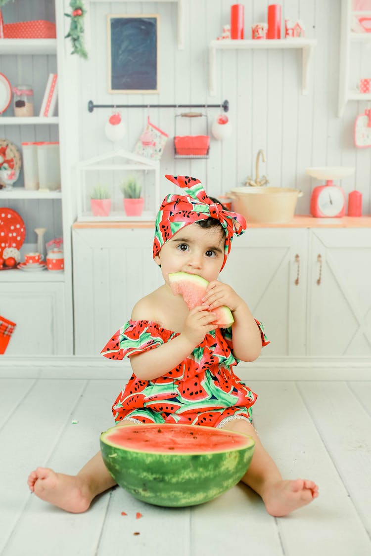 Cute Kid Eating Watermelon 