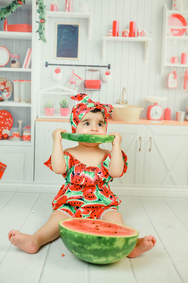 Cute Kid Eating Watermelon