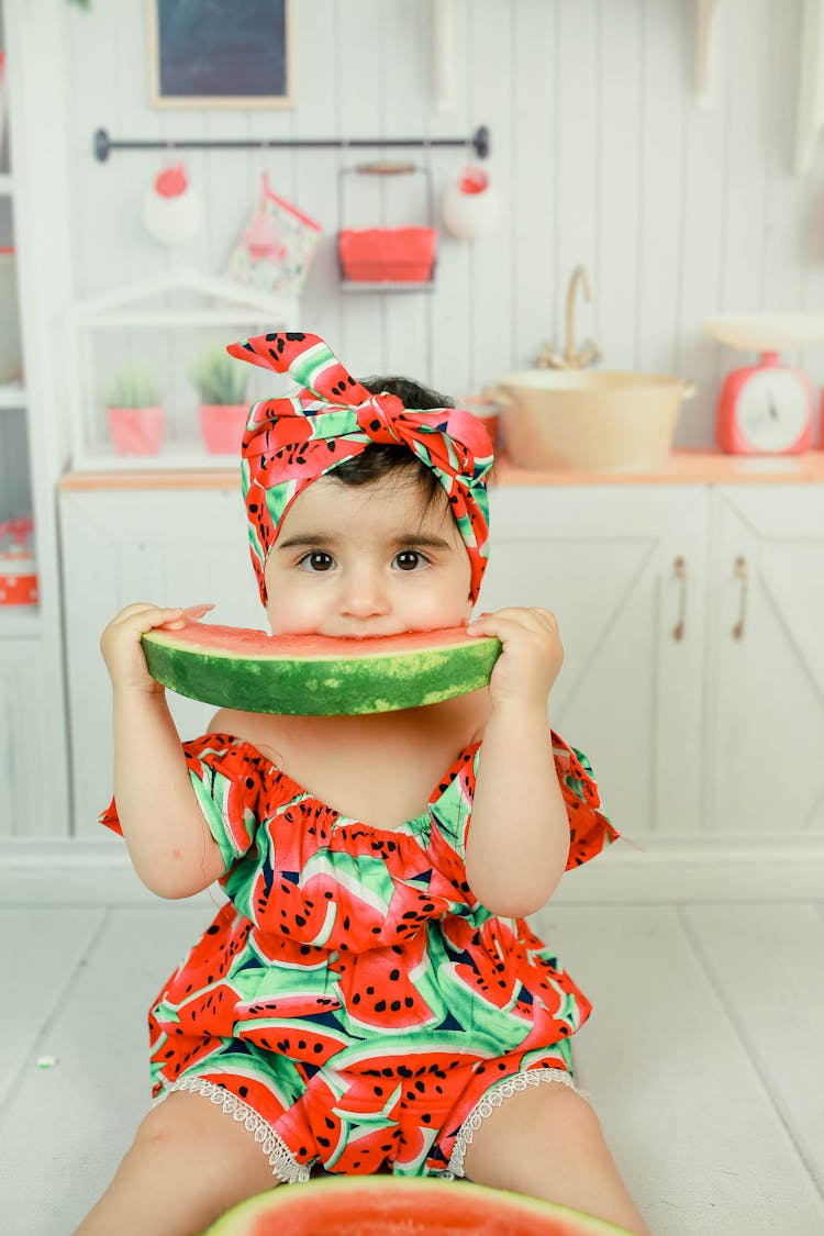 Cute Kid Eating Watermelon