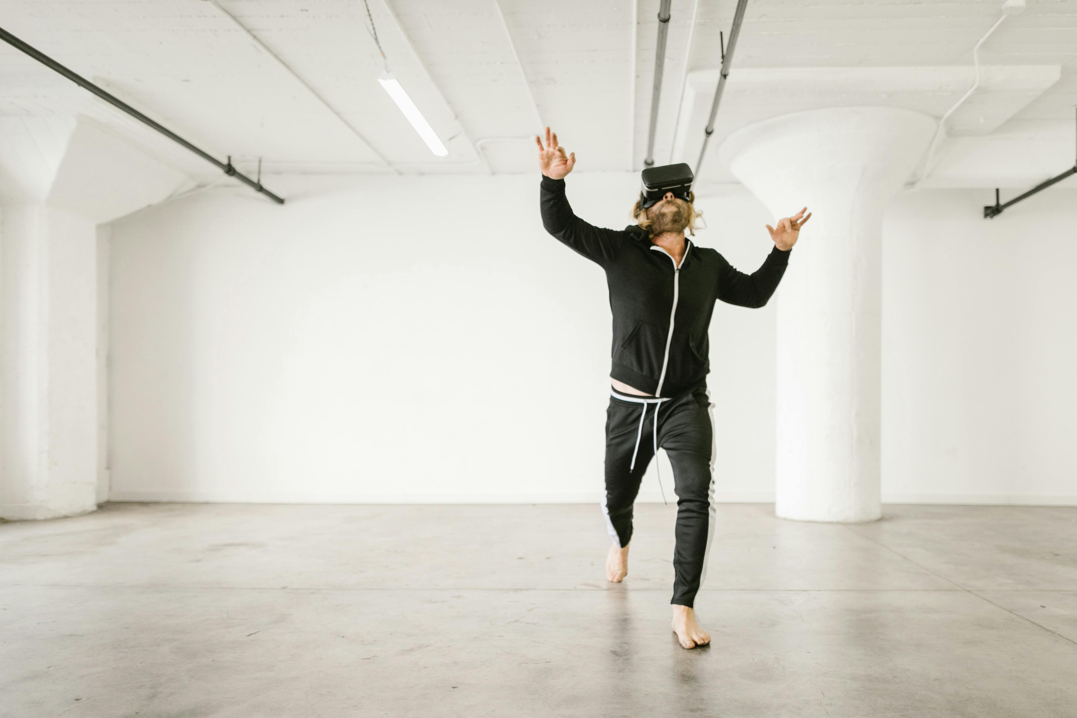 man using virtual reality headset