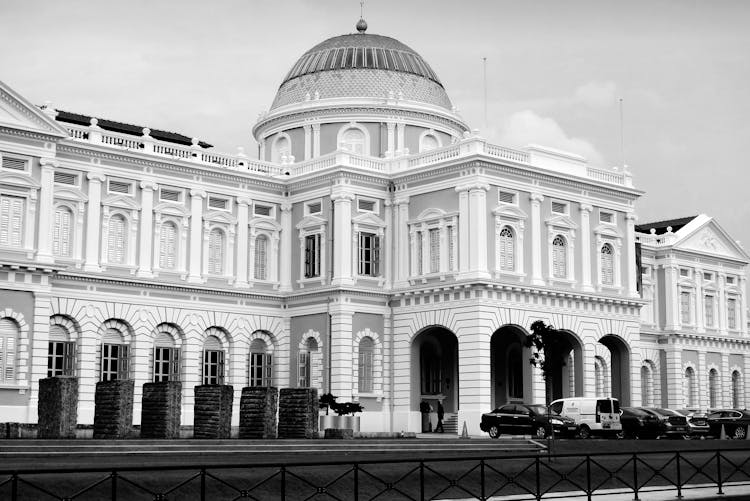 Grayscale Photo Of A Building