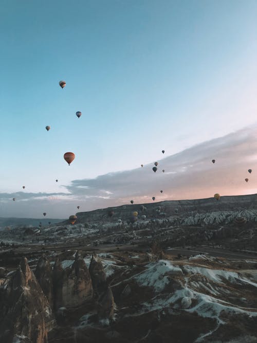 Free Hot Air Balloons Flying Under Blue Sky Stock Photo