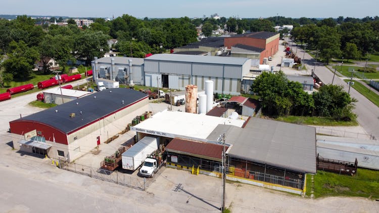 Drone Shot Of Warehouses