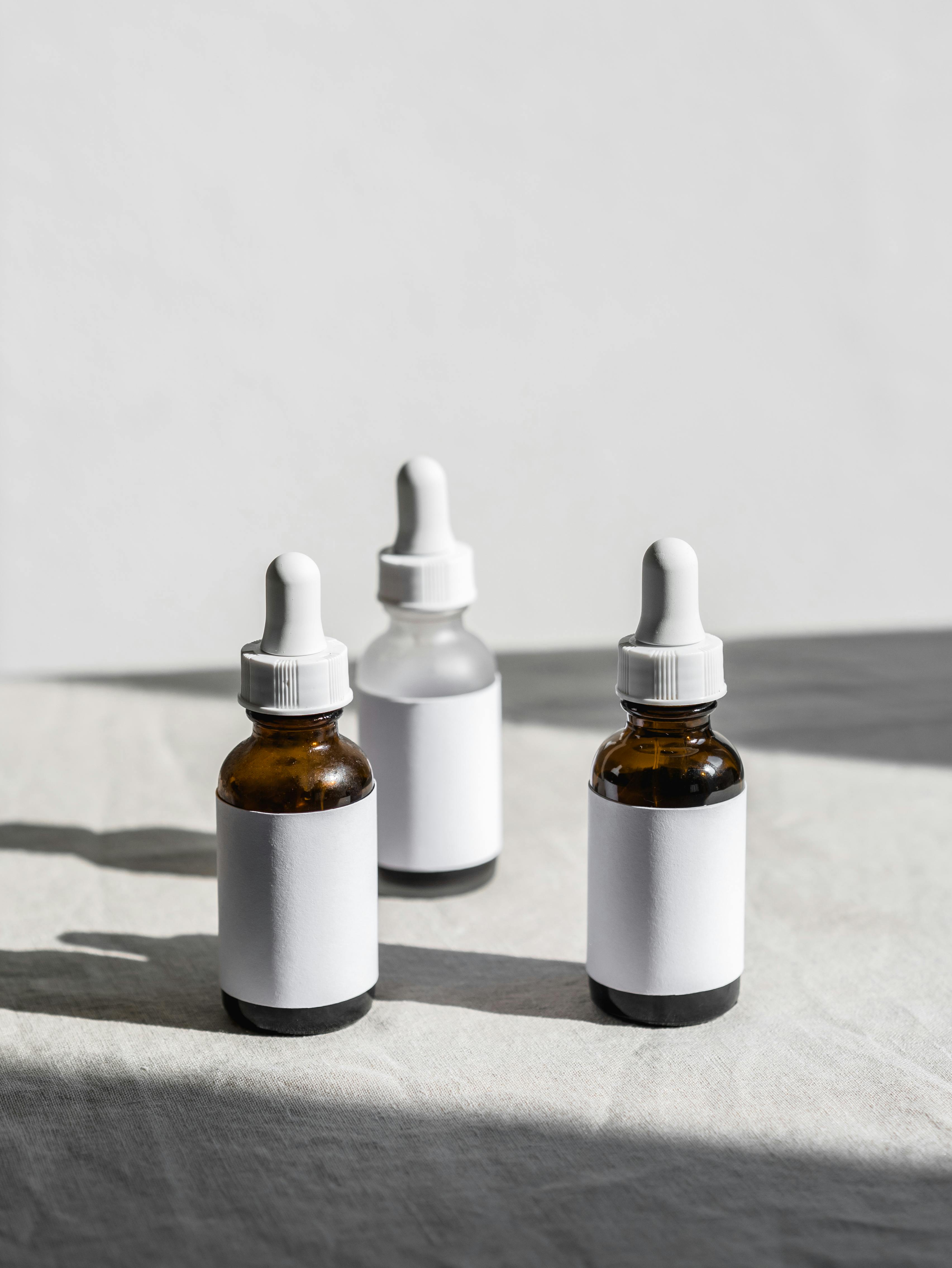 close up photo of serum bottles