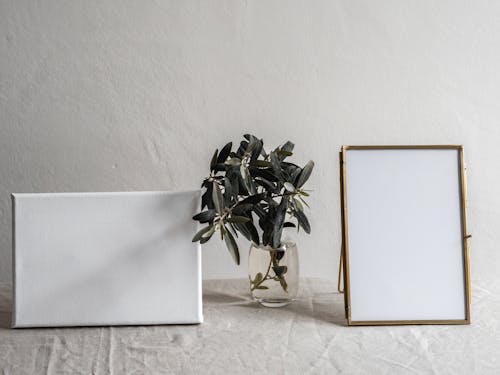 White Photo Frames on White Fabric